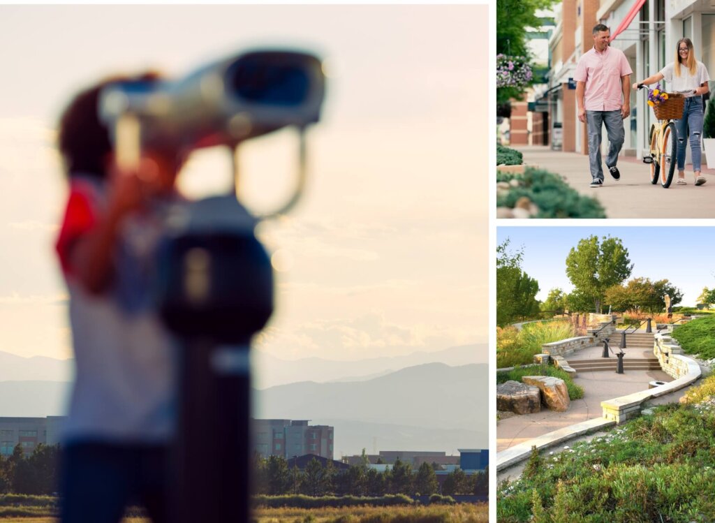 A collage of images featuring exterior views of the Kinston community.