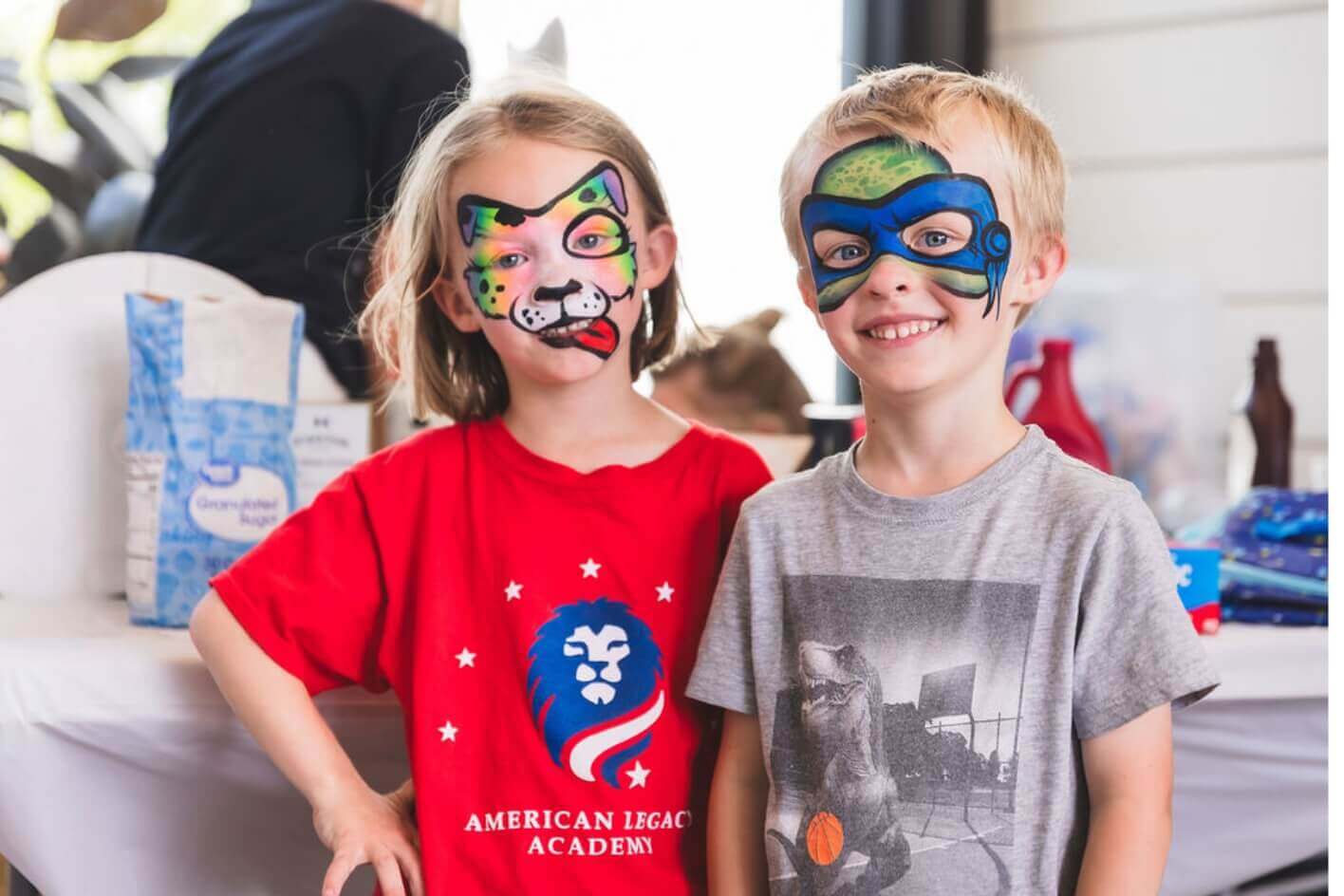 Two children with face paint